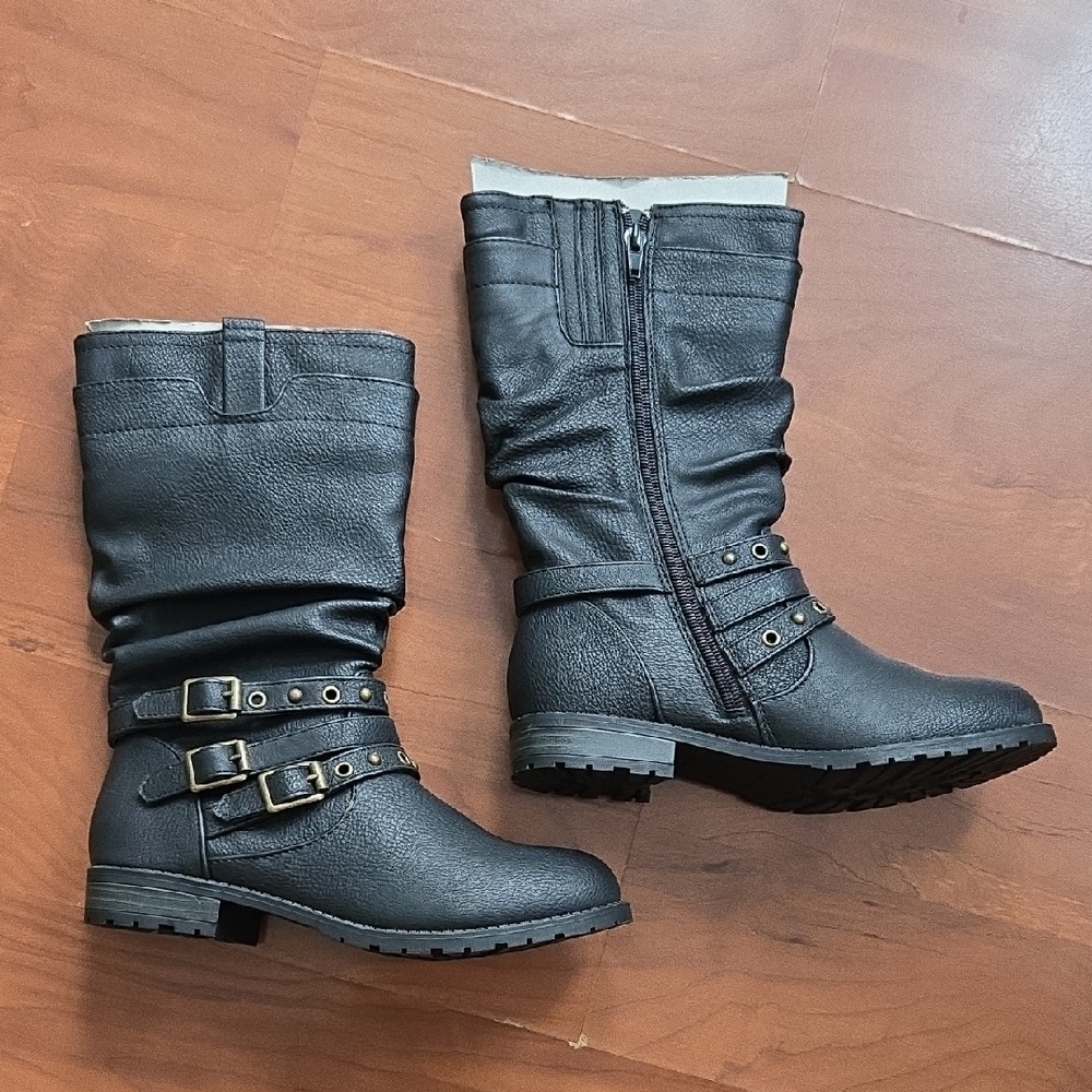 NEW XOXO Black Buckle Strap Boots